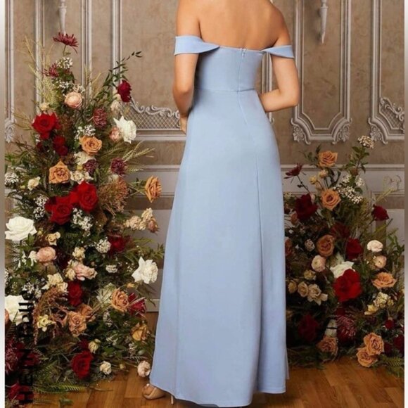 SHEIN Belle Off Shoulder Split Thigh Bridesmaid Dress - Picture 5 of 9